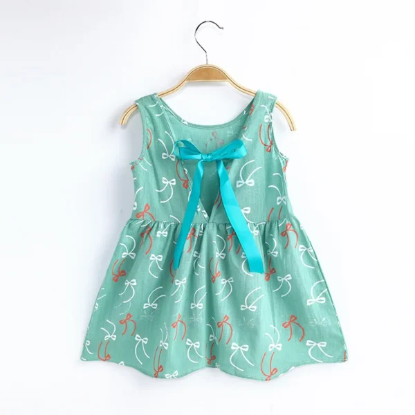2025 Summer Girls Print Binding Rope Dress For 1-6Years Kids Cotton Sleeveless Sundress Baby Beach Above Knee Mini Casual Dress - Image 6