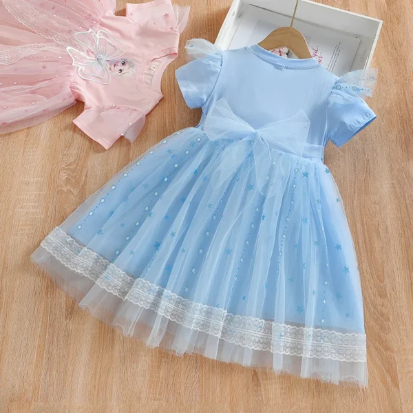 New Disney Girls Dress Short Sleeve Summer Princess Dresses Frozen Elsa Party Baby Dresses for Children Clothing Kids Clothes - Image 3