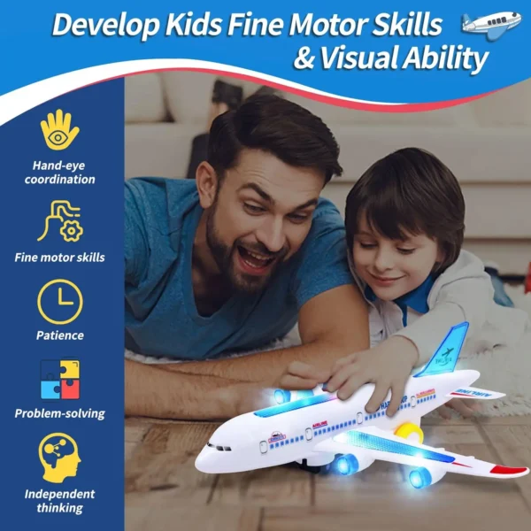 Electronic Aeroplane Toy with Music Autopilot Flash Sound Aircraft Automatic Rotation Plane Educational Toy Gift For Children - Image 2