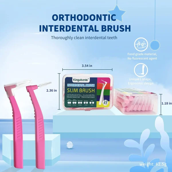 Kingubznis 20pcs Interdental Brush For Dental Orthodontics Clean Between Teeth Cleaning Tools Soft Mini Brush With Dust Cover - Image 6