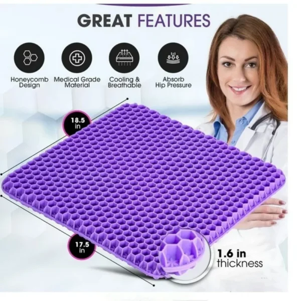 Gel Seat Cushion Summer Breathable Honeycomb Design For Pressure Relief Back Tailbone Pain for Home Office Wheelchair Chair Cars