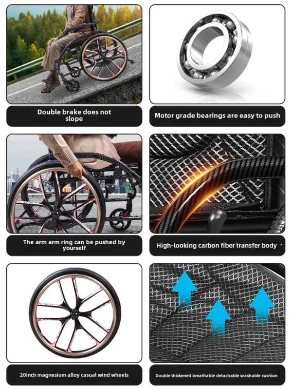 Foldable Lightweight Hospital Rehabilitation Wheelchair Portable Small Scooter for the Elderly - Image 5