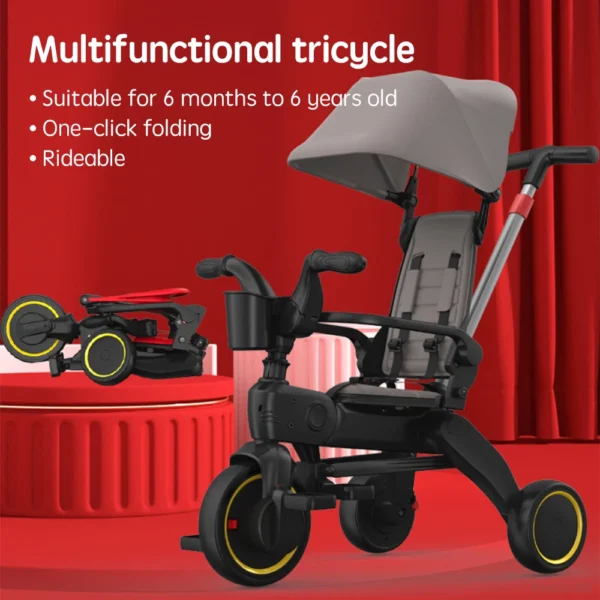 PANGDUBE Foldable Baby Stroller 6.8KG Lightweight Strollers for Baby 1~6 Years Old Portable Children's Tricycle Baby Cart - Image 2