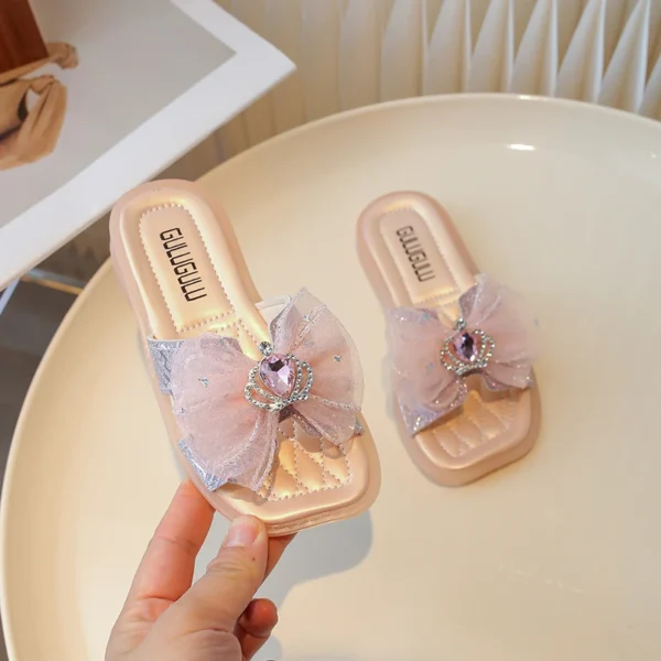 2024 SummerChildren's Sandals Bow Flats Open Toe Kids Slide Non-slip Flip Flops Girls Sandals Cute Princess Beach Slippers Shoe - Image 5
