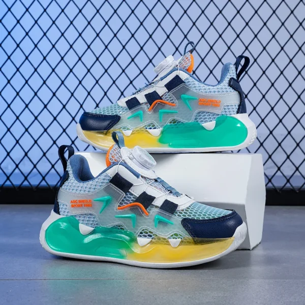 Boys and girls summer single net rotary buckle glow-in-the-dark sneakers Breathable walking shoes 2313 - Image 4
