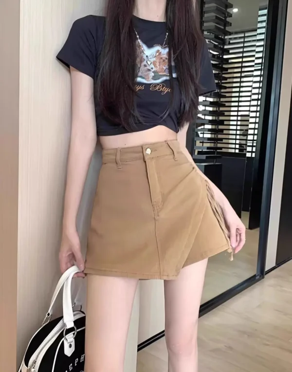 New Sexy High-waisted Slimming Bodycon Denim For Women Short Length Petite Letter Skirt Style Sensibility - Image 5