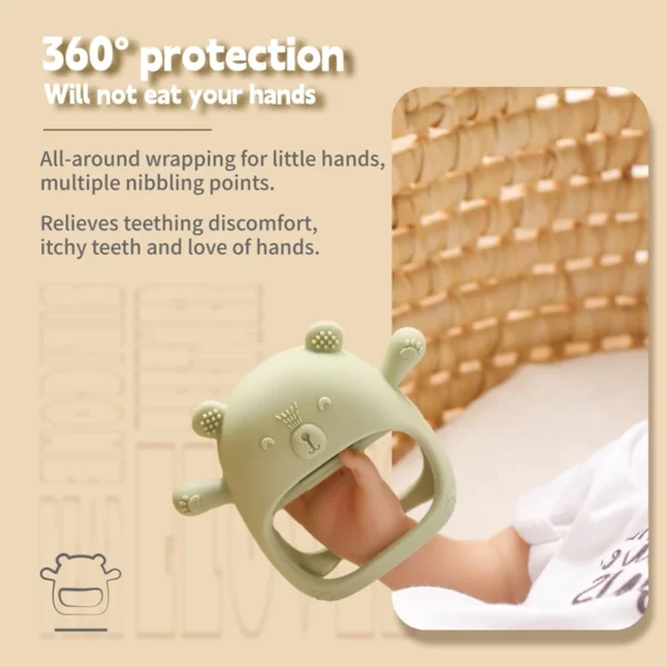 Baby Teether Gloves Kids Cartoon Bear Teething Silicone Dental Care Gums Anti-eating Hand ​Molar Stick BPA Free ​Baby Accessorie - Image 3