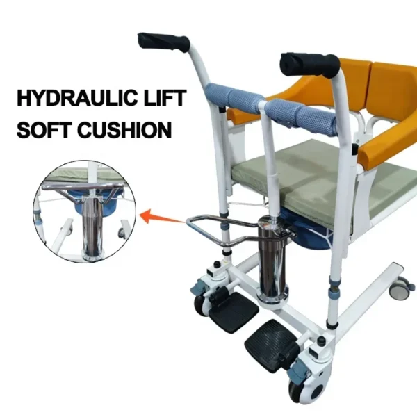 Patient Chair Transit Lift Wheelchair with 180° Split Seat and Commode Toilet Chair for The Elderly and Disabled - Image 5