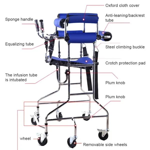 6 8 Wheels Elderly Disabled Palsy Rehabilitation Rollator Walking Aid Stand Patient Hemiplegia Walker for Disabled - Image 2