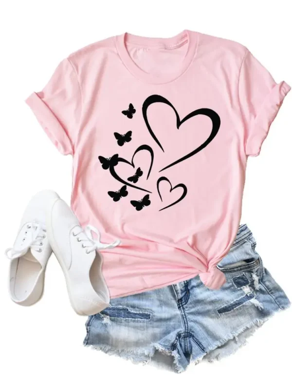 Flower Butterfly Style Trend Clothing Fashion T-Shirt Cartoon Tshirts Summer Tee Women Lady Print Casual Graphic T Top - Image 5