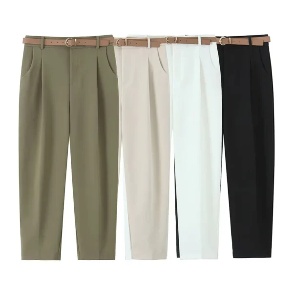 UNIZERA women's four-color belt with pleated zipper pocket pants accessories for spring and summer new casual women's wear