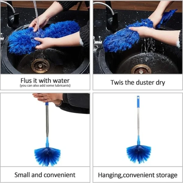 Ceiling fan dust removal with extension rod Spider web and corner brush cleaning kit 2 dust removal heads Clean telescopic rod - Image 5