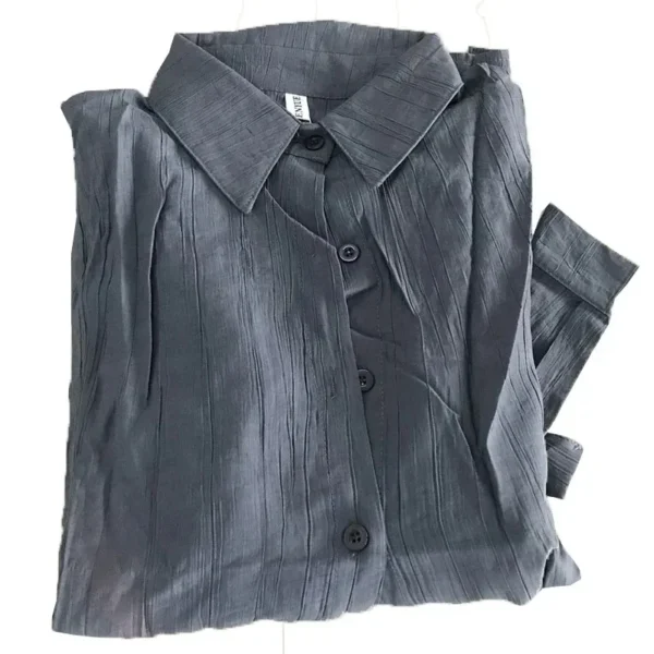 Fashion Loose Casual Shirts for Women Fashion Lace-up Belt Long Sleeve Blouse Women Irregular Vintage Sunscreen Shirt Tops 15674 - Image 4