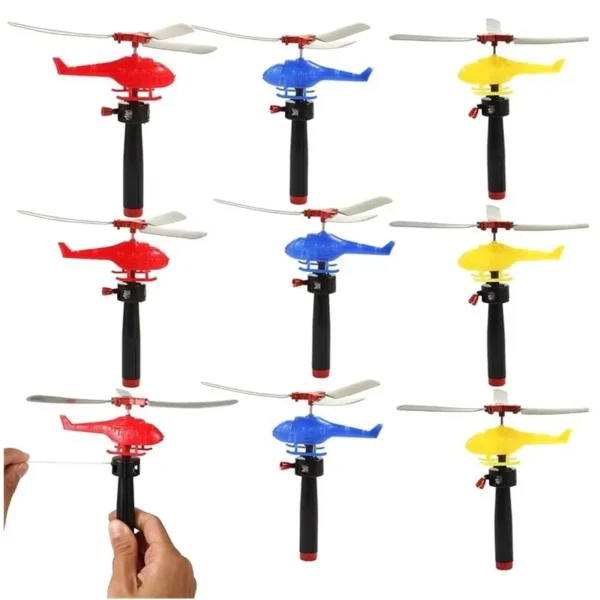 Kids Handle Cable Power Helicopter Cable Helicopter Outdoor Bamboo Dragonfly Fun Flying Toys Small Airplane Toy Color Random - Image 6