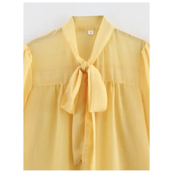 Women Lightweight Shirt With Lace Up Spring Casual Long Sleeve Women's Button Shirt Female elegant Shirts & Blouses - Image 3