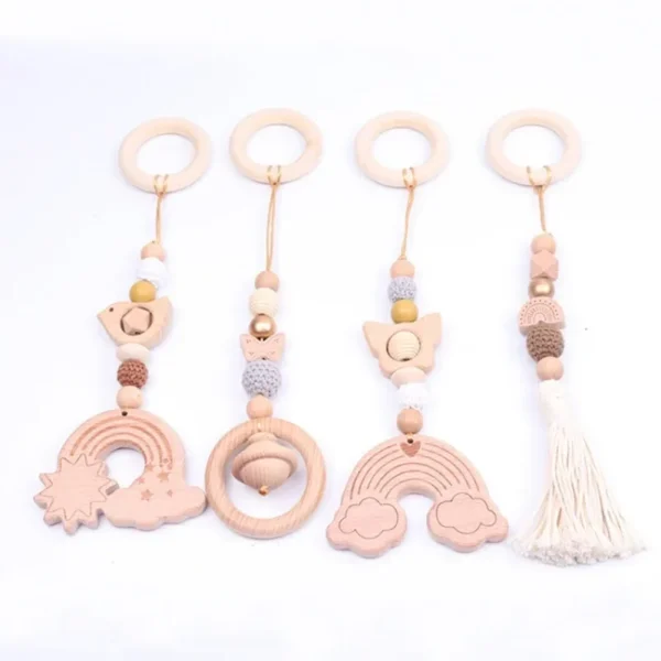 1 Set Baby Play Gym Frame Hanging Toys Crib Stroller Mobile Rattle Wooden Rattle Toys for Newborn Fitness Rack Educational Toys - Image 2