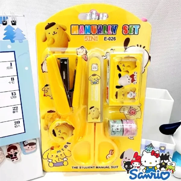 Cartoon Stationery Set Kuromi Kitty Stapler Tape Combination School Student Supplies Home Book Binding Machine Stapler - Image 3