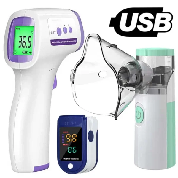 Oximeter Ear Thermometer Health Handheld Inhale Nebulizer Mesh Atomizer Inhaler Nebuliser Inhalator for Adult Kids Nebulizador - Image 2