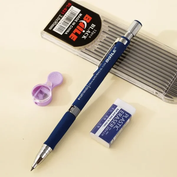 2.0mm Mechanical Pencil Set 2B Automatic Pencils With Black Lead Refills For Writing - Image 2
