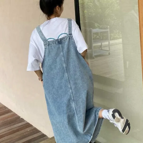 Spring Summer Denim Overall Dress Women Sleeveless Jeans Dresses Fashion Female Solid Slip Casual Loose Spaghetti Strap Dresses - Image 6