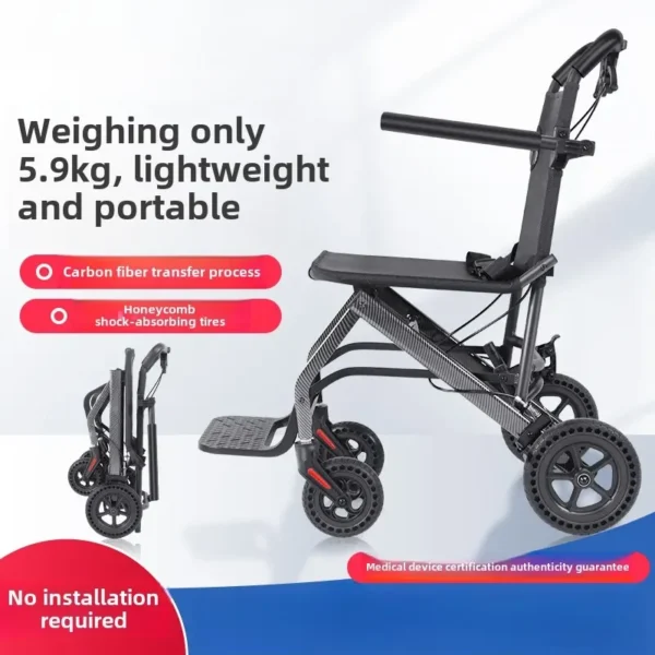 Wheelchair Light Folding Old Man Special Travel Portable Simple Cybers - Image 3