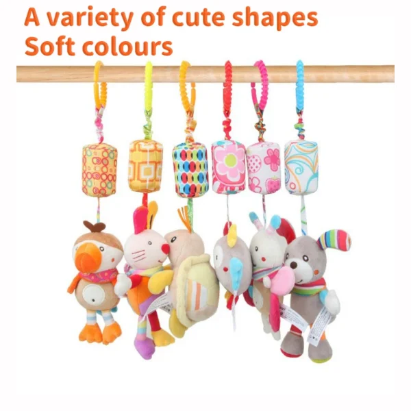 Adorable Cartoon Animal Pendant Toys Newborns Stroller Plush Toys Car Seat Plush Soft Animal Bells Toys Stroller Pendant Gifts - Image 2