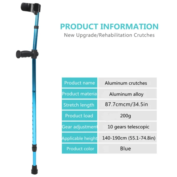 Alloy Folding Crutch Adjustable Telescopic Underarm Cane Walking Stick For Elderly Disabled Trekking Multifunction Hiking Canes - Image 5