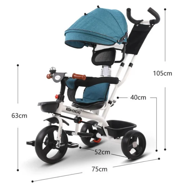 Child Tricycle Stroller Multi-function baby Bicycle Stroller Umbrella Car Three Wheels Baby Carriage With Basket For 1-6 Y - Image 2