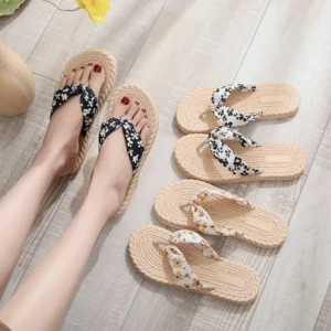 Womens Comfort Flip Flops Flower Print Flat Sandals Bohemia Beach Sandals for Woman Girls