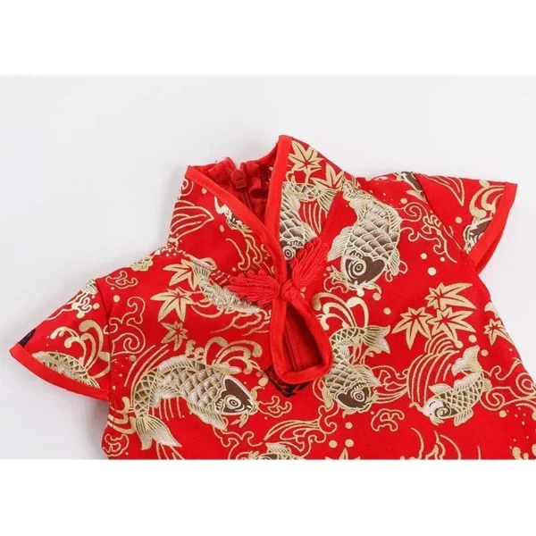 Fashion Red Girl Dress Summer Performance Kids Cheongsam Vestidos Baby Chinese Qipao Mesh Princess Dresses Children Clothing - Image 4