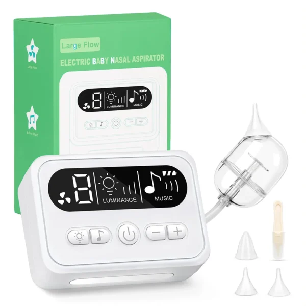 Baby Nasal Aspirator Electric Nose Cleaner with Built-In Music & Night Light Rechargeable Nose Booger Sucker for Infants Babies - Image 5