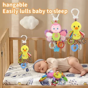 Baby Hanging Rattles Soft Newborn Plush Animal Stroller Toys Cartoon Pendant Toy Baby Soft Animal Handbells Rattles Travel Toys