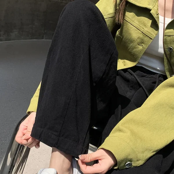 2023 New Korean All-match Solid Color Loose Cropped Pants Women's Clothing Spring Autumn Casual Trend High Waist Harem Trousers - Image 6