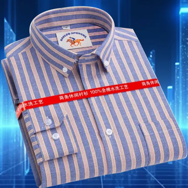 Men's shirt 6XL 7XL High Quality 100% Cotton Oxford Spinning Spring and Autumn Checkered Long Sleeve Non iron Business Casual - Image 2