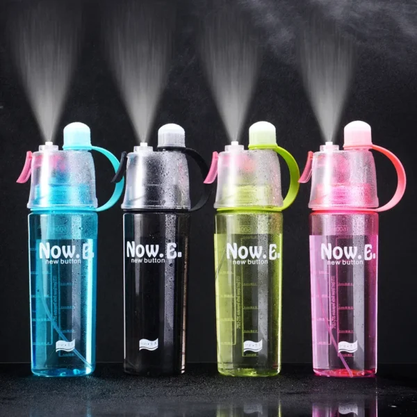 600ml Spray Cold Water Bottle Sublimation Mist Water Bottle Reusable Gym Sports Plastic Bottle with Spray Summer - Image 2