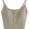 CHIC VEN Women Tank Solid Slim Minimalist U-neck Female Suspender High Elasticity Short Vest With Chest Pad Summer Clothing 2024 - Image 4