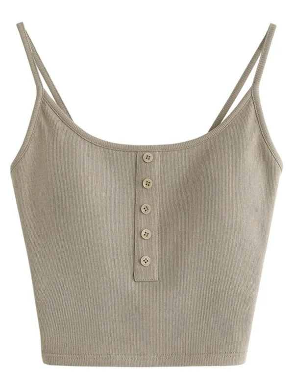 CHIC VEN Women Tank Solid Slim Minimalist U-neck Female Suspender High Elasticity Short Vest With Chest Pad Summer Clothing 2024 - Image 4