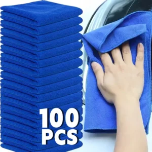 1/100PCS Microfiber Towels Car Wash Drying Cloth Blue Car Care Detailing Cleaning Polishing Duster Home Kitchen Washing Rags