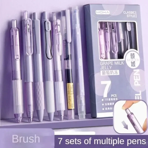 7Pcs/Set High Quality Quick-Drying Ink Gel Pen Student Specific Gift Highlighter Pen Set ST Tip Stationery Pen Set School Office - Image 2