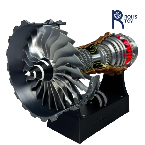 Turbofan Engine Cutaway Model with Working Parts and Detailed Labels for Aviation Training - Image 2