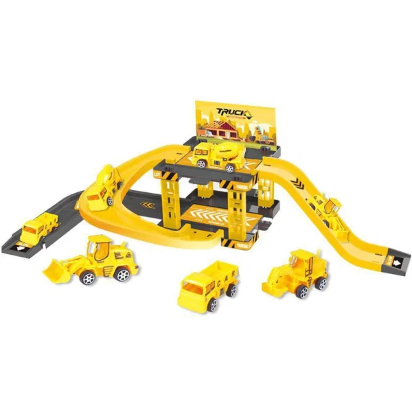 Children's track parking lot toys multi-storey car parking building fire police engineering dinosaur car toys - Image 5
