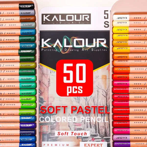 KALOUR 50 Piece Professional Soft Pastel Colored Pencil Wood Skin Tints Pastel Colored Pencils For Artist Coloring Art Supplies - Image 3