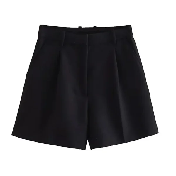 TRAF Female Shorts Black Pink Shorts Woman Summer 2024 Pleated Baggy White Shorts For Women Casual High Waist Short Pants - Image 4