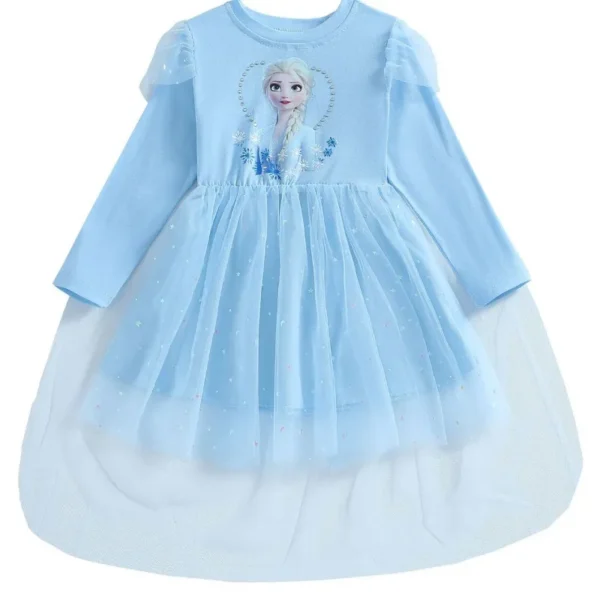2024 New Princess Dress Girls Dress Long-sleeved For Children's Party Clothes Elsa Frozen Dress Spring Autumn Kids Dress 2-9Y - Image 5