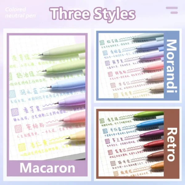 6Colors/Set Color Gel Pen 0.5mm ST Tip Ballpoint Pen Writing Tool Color Ink Signing Pen Students Gift Stationery School Supplies - Image 2