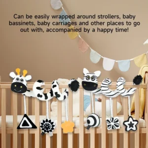 Baby Car Seat Toy Baby Crib Hanging Rattles Toys Stroller Crib Soft Mobiles Spiral Toy 0-12 Months Sensory Toy Newborn Gifts