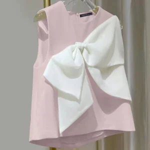 ZANZEA Sweety Sleeveless O-neck Tops Korean Chic Bow Tie Tanks 2024 Summer Beach Patchwork Tank Tops Women Solid O-neck Blouse