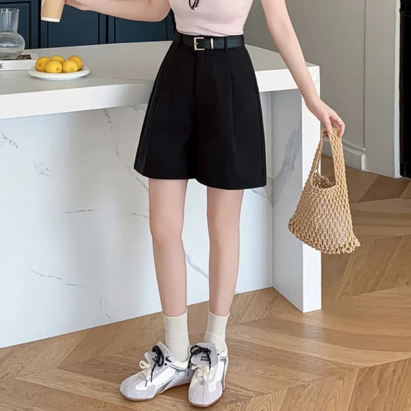 Casual Shorts Women 2025 Spring Summer New Fashion Draped High Waist Wide-leg Shorts Female Retro Loose Shorts - Image 5