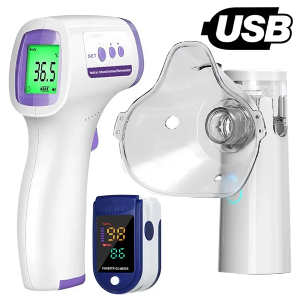 Oximeter Ear Thermometer Health Handheld Inhale Nebulizer Mesh Atomizer Inhaler Nebuliser Inhalator for Adult Kids Nebulizador - Image 3