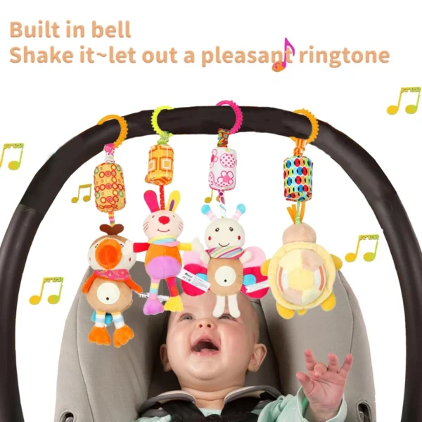 Adorable Cartoon Animal Pendant Toys Newborns Stroller Plush Toys Car Seat Plush Soft Animal Bells Toys Stroller Pendant Gifts - Image 4